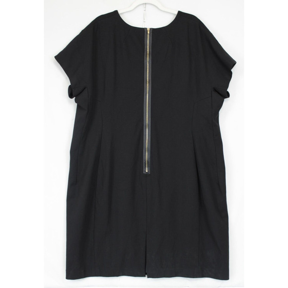 Ellen Tracy Shift Dress Women 24W Knee Length Short Sleeve Black Back Zip Lined - Picture 4 of 10